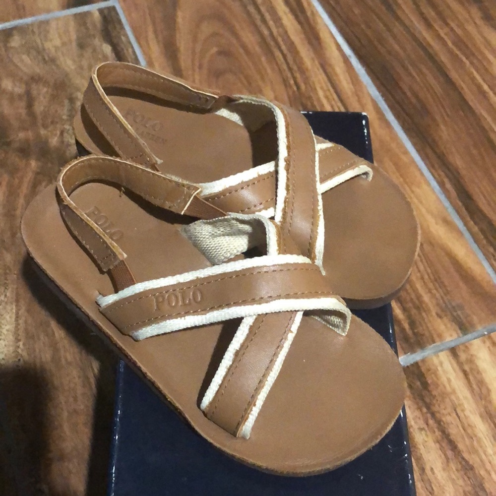 Polo toddler brown and tan sandals, size10